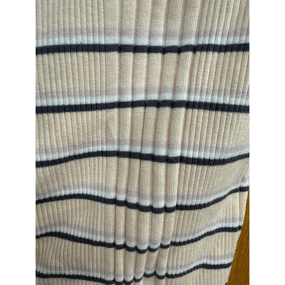 Striped Ribbed Button-Front Short Sleeve Crop Top XS By So Beige/Black - Picture 4 of 6